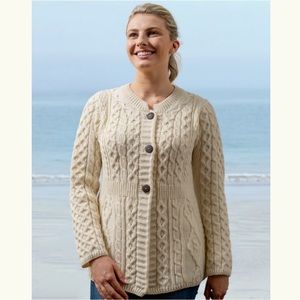 Aran Merino Wool A-Line Fit Cardigan